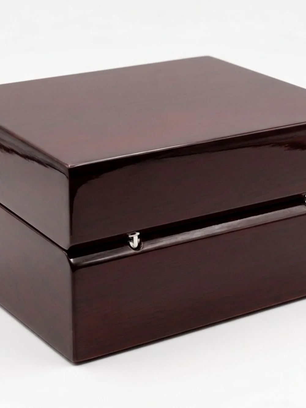 Mens Wooden Jewelry Box with Red Velvet Interior